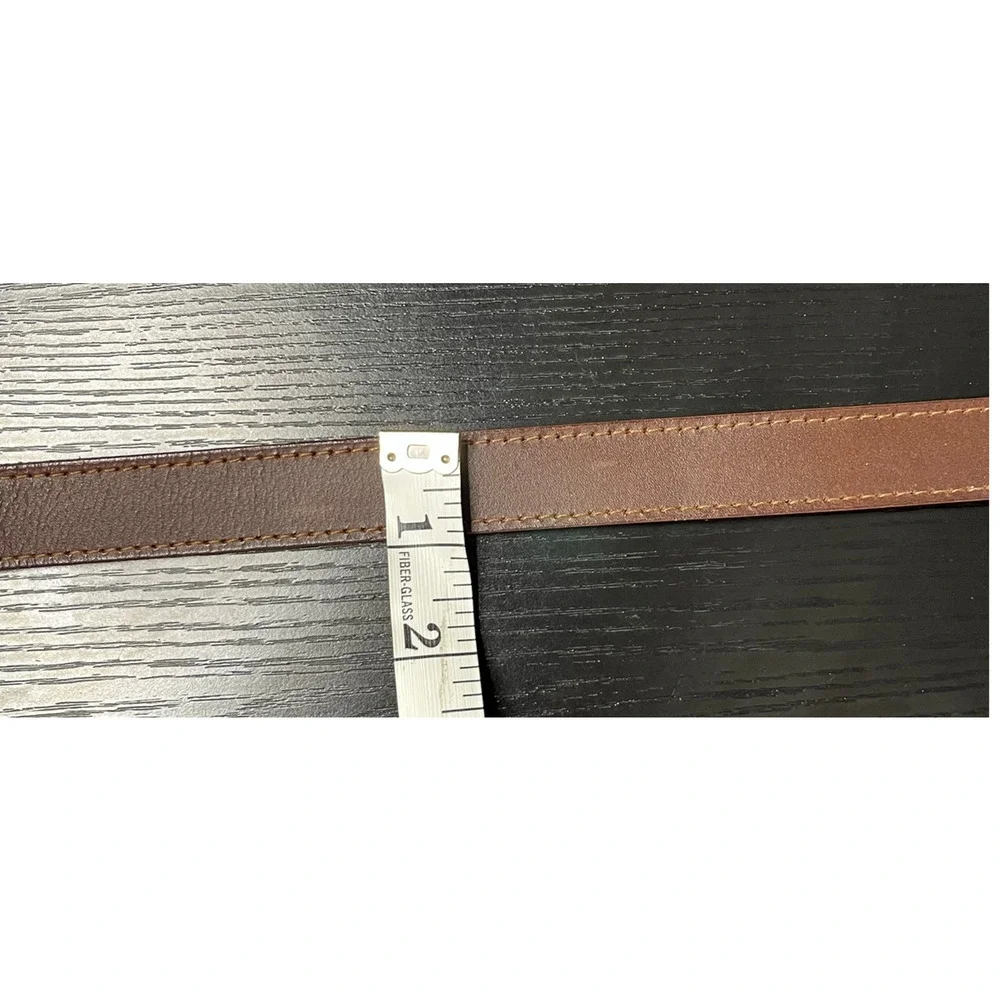 Vintage Leather Slide Adjust Belt with Teardrop Loop Buckle & Whipstitch Detail